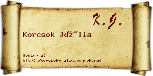Korcsok Júlia névjegykártya